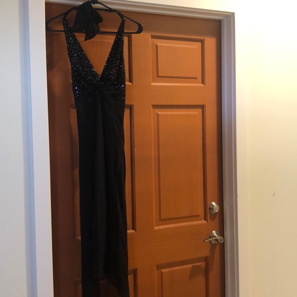 Black sequined bcbg maxazria dress
